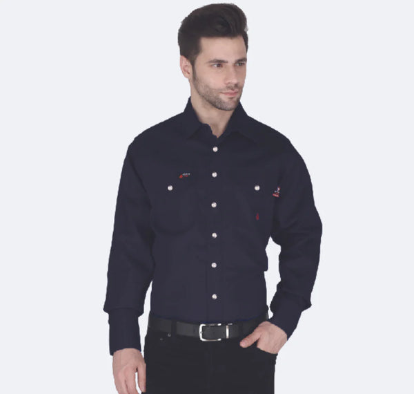 Forge FR Solid Shirt with Pearl Snaps Navy