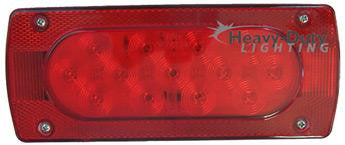 HD83019TR Rectangular RED Stop / Tail / Turn Trailer Light w/ Right Hand Side Marker