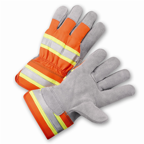 Gloves West Chester HVO500 High-Visibility Split Cowhide Leather Palm Gloves
