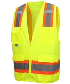 Pyramex RVZ2410 Type R Class 2 Hi Vis Safety Vest Lime Yellow