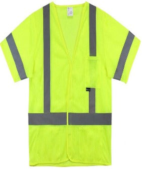 West Chester 47308 Class 3 High Visibility Short-Sleeved Safety Vest FR Lime Yellow