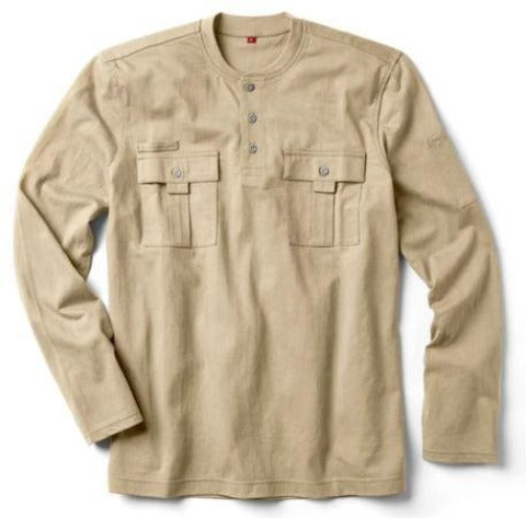 Rasco FR, Henley Long Sleeve T-Shirt,  0613KH Khaki