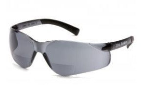 Safety Glasses -Pyramex Ztek Readers +2.0 S2520R20- Rubber Temple Tips - Gray Bifocal Lens