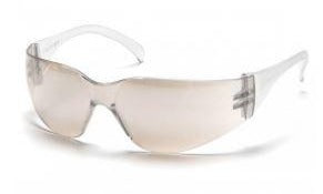 Safety Glasses-Pyramex Intruder S4180ST - Clear Temples - Indoor/Outdoor Anti-Fog Mirror Lens