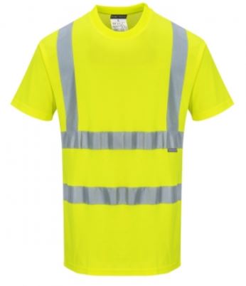 Wicking Moisture Hi Vis Short Sleeve TShirt Class 3 Lime Yellow